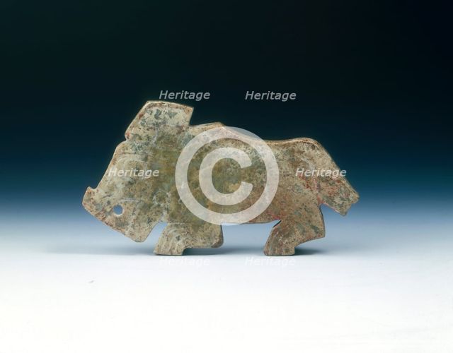 Jade tiger plaque, Shang dynasty, Anyang phase, China, c1400-1100 BC. Creator: Unknown.
