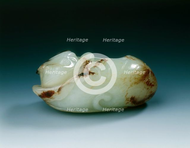Jade toad in lotus waiting in ambush, Ming dynasty, China, 1368-1644. Creator: Unknown.