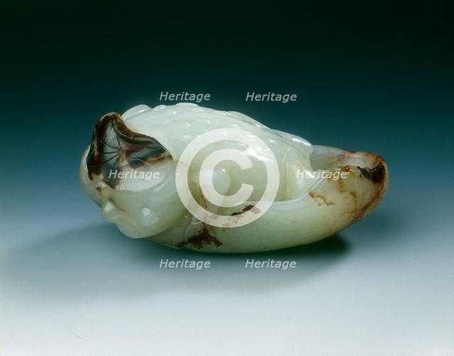 Jade toad in lotus waiting in ambush, Ming dynasty, China, 1368-1644. Creator: Unknown.