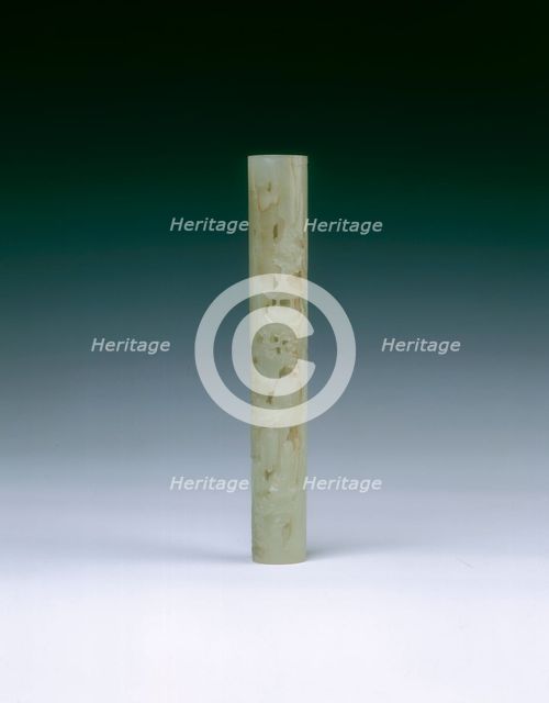 Jade tubular perfume holder, Qing dynasty, China, 18th century. Creator: Unknown.