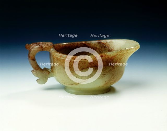 Jade vessel with kui dragon handle, Song dynasty, China, 960-1279. Creator: Unknown.