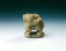 Jade winged standing qilin on bed of clouds, Yuan dynasty-early Ming dynasty, China, 1279-1499. Creator: Unknown