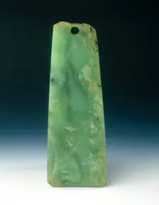 Jade axe blade with two holes, neolithic, Liangzhu culture, China, c3400-2250 BC. Creator: Unknown