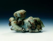 Jade Bactrian camel with handler, Yuan dynasty, China, 1279-1368. Creator: Unknown