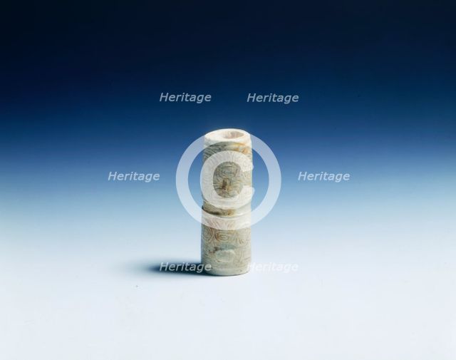 Jade bead with taotie masks, neolithic, Liangzhu culture, China, c3400-2250 BC. Creator: Unknown.
