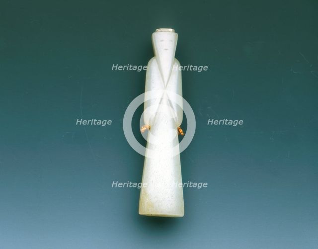 Jade bearded old man pendant, Western Han dynasty, China, 206 BC-8. Creator: Unknown.