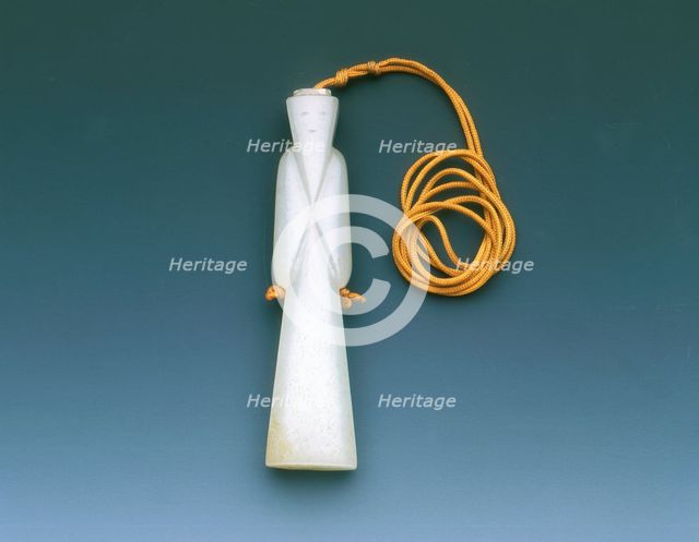 Jade bearded old man pendant, Western Han dynasty, China, 206 BC-8. Creator: Unknown.