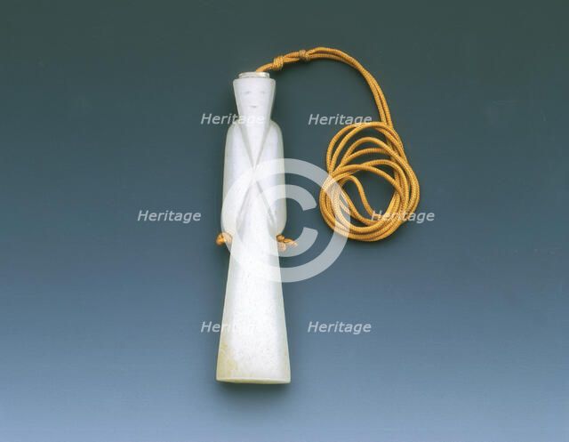 Jade bearded old man pendant, Western Han dynasty, China, 206 BC-8. Artist: Unknown