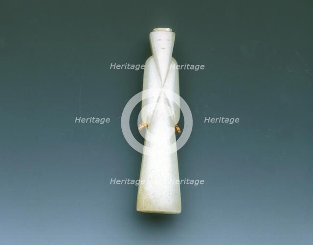 Jade bearded old man pendant, Western Han dynasty, China, 206 BC-8. Artist: Unknown