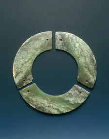 Jade bi-disc made up of three segments, Shang dynasty, Anyang phase, China, c12th-9th century BC. Creator: Unknown