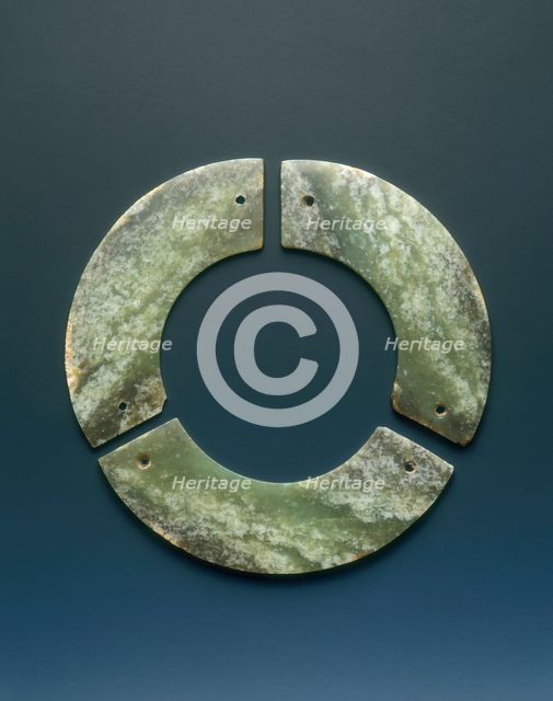 Jade bi-disc made up of three segments, Shang dynasty, Anyang phase, China, c12th-9th century BC. Artist: Unknown