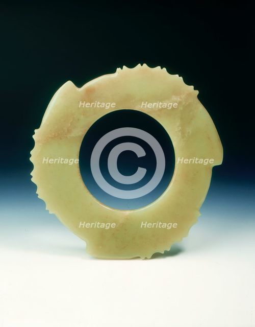 Jade bi-disc, neolithic, Shandong or Henan Longshan culture, China, c2300-1700 BC. Creator: Unknown.