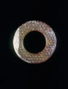 Jade bi-disc with silkworm decoration, Western Han dynasty, China, 206 BC-8 AD. Creator: Unknown