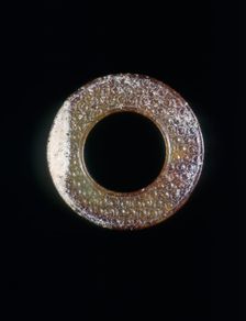 Jade bi-disc with silkworm decoration, Western Han dynasty, China, 206 BC-8 AD. Creator: Unknown