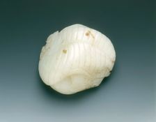 Jade boy with gourd backed by plantain leaf, late Ming dynasty, China, 1550-1644