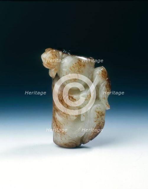 Jade boy with lotus leaf and flower, Song or Yuan dynasty, China, 11th-13th century. Artist: Unknown