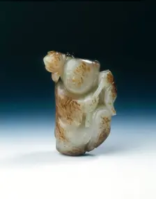 Jade boy with lotus leaf and flower, Song or Yuan dynasty, China, 11th-13th century. Creator: Unknown