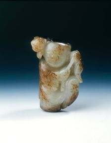 Jade boy with lotus leaf and flower, Song or Yuan dynasty, China, 11th-13th century