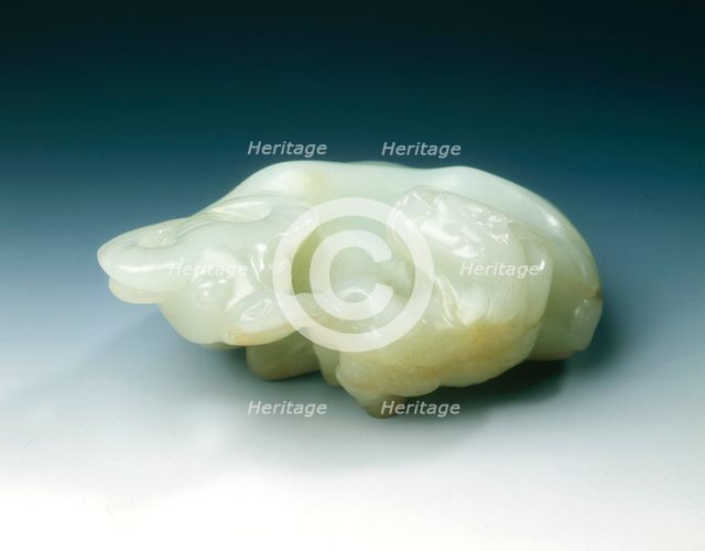 Jade buffalo with qilin, early Qing dynasty, China, 17th century. Creator: Unknown.