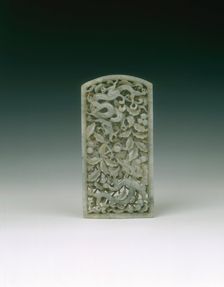 Jade cha wei reticulated plaque, Ming dynasty, China, 1368-1644. Creator: Unknown