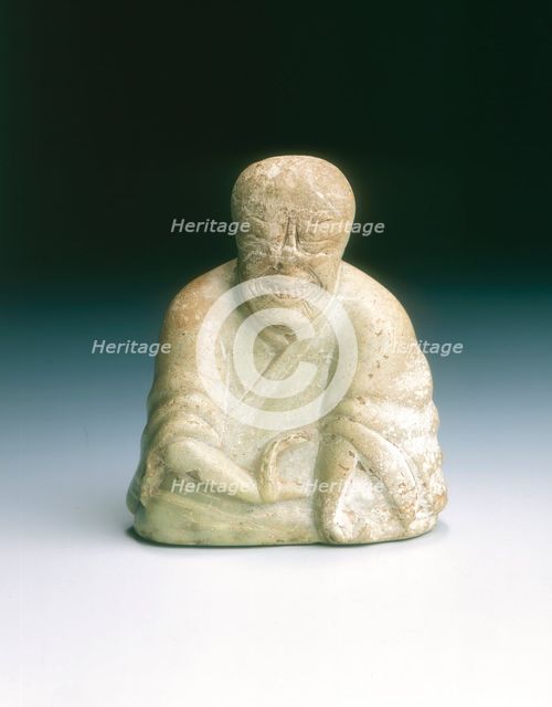 Jade Chinese chess (Go) player or mourner, Western Han dynasty, China, 206 BC-8. Creator: Unknown.