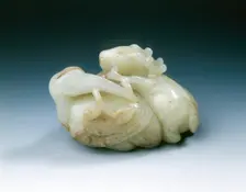 Jade crane and deer with acanthus, Ming dynasty, China, 1368-1644. Creator: Unknown