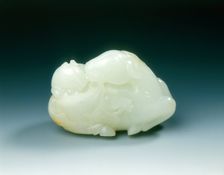Jade deer and dog, Qing dynasty, China, 18th century. Creator: Unknown
