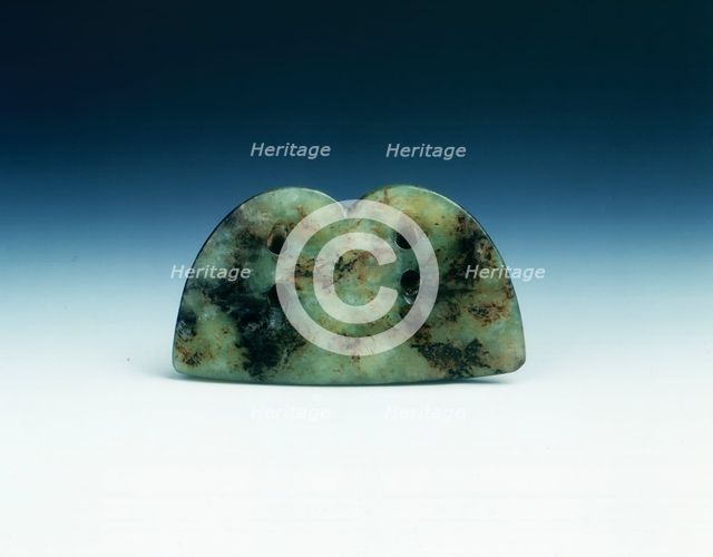Jade double face pendant, neolithic, Hongshan type, northern China, c3500-2200 BC. Creator: Unknown.