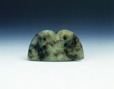 Jade double face pendant, neolithic, Hongshan type, northern China, c3500-2200 BC