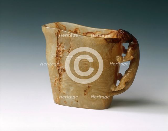 Jade ewer with kui dragon handle, Southern Song or Yuan dynasty, China, 12th-14th century. Artist: Unknown