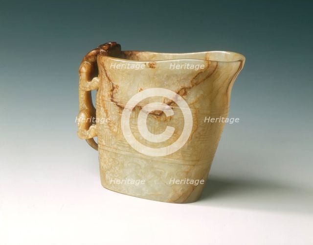 Jade ewer with kui dragon handle, Southern Song or Yuan dynasty, China, 12th-14th century. Artist: Unknown