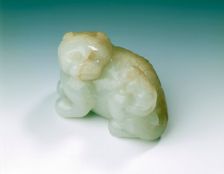 Jade feline with cub, Ming dynasty, China, 1368-1644. Creator: Unknown
