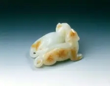 Jade group of two cats at play, Ming dynasty, China, 1368-1644. Creator: Unknown