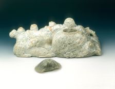 Jade group of sage, wine pot, deer and children, Yuan-early Ming dynasty, 13th-15th century