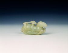 Jade horse with books on a bed of waves, early Qing dynasty, China, 1645-1735. Creator: Unknown