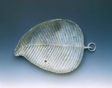 Jade leaf tray with weevil holes, Qing dynasty, China, late 18th-early 19th century