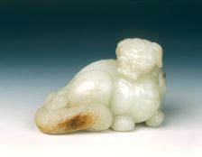 Jade lion dog, probably Kangxi period, early Qing dynasty, China, 1662-1722. Creator: Unknown