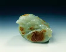 Jade mandarin ducks with lotus, Qing dynasty, China, probably 18th century. Creator: Unknown