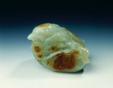 Jade mandarin ducks with lotus, Qing dynasty, China, probably 18th century