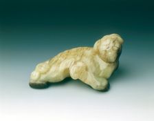 Jade mythical animal with bat, Jin or Yuan dynasty, China, 1115-1368. Creator: Unknown