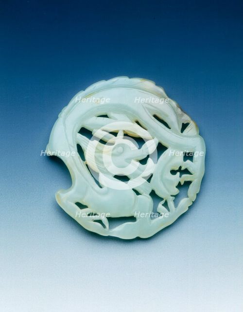 Jade openwork dragon plaque, Tang dynasty, China, 618-907. Creator: Unknown.