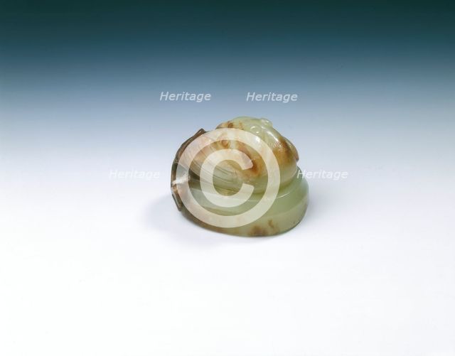 Jade oval seal with phoenix finial, Tang dynasty-Northern Song dynasty, China, 9th-11th century. Creator: Unknown.