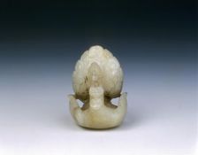Jade peacock headdress finial, High Tang period, China, 684-756