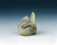 Jade peacock headdress finial, High Tang period, China, 684-756