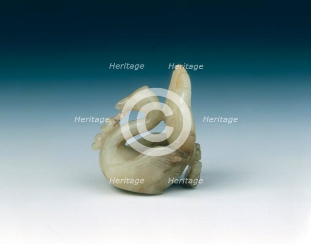 Jade peacock headdress finial, High Tang period, China, 684-756. Creator: Unknown.