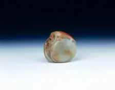 Jade pebble of three mushrooms, bamboo and moths, early Qing dynasty, China, 1644-1750. Creator: Unknown