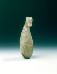 Jade phoenix-headed garment hook, early Six Dynasties period, China, 220-420. Creator: Unknown