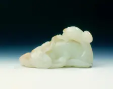 Jade phoenix with peach spray and fungus, Qing dynasty, China, probably first half of 18th century. Creator: Unknown