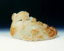 Jade phoenix with peach spray and fungus, Qing dynasty, China, probably first half of 18th century. Creator: Unknown