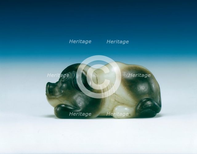 Jade pig in squatting position, Six Dynasties period, China, 220-580. Creator: Unknown.